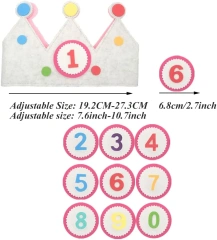 Regalo personalizado lindo para niños Sombrero de fieltro de tela para bebé Corona de cumpleaños