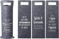 Túi đựng chai rượu bằng vải nỉ không dệt màu đen xám dài thân thiện với môi trường du lịch năm 2024