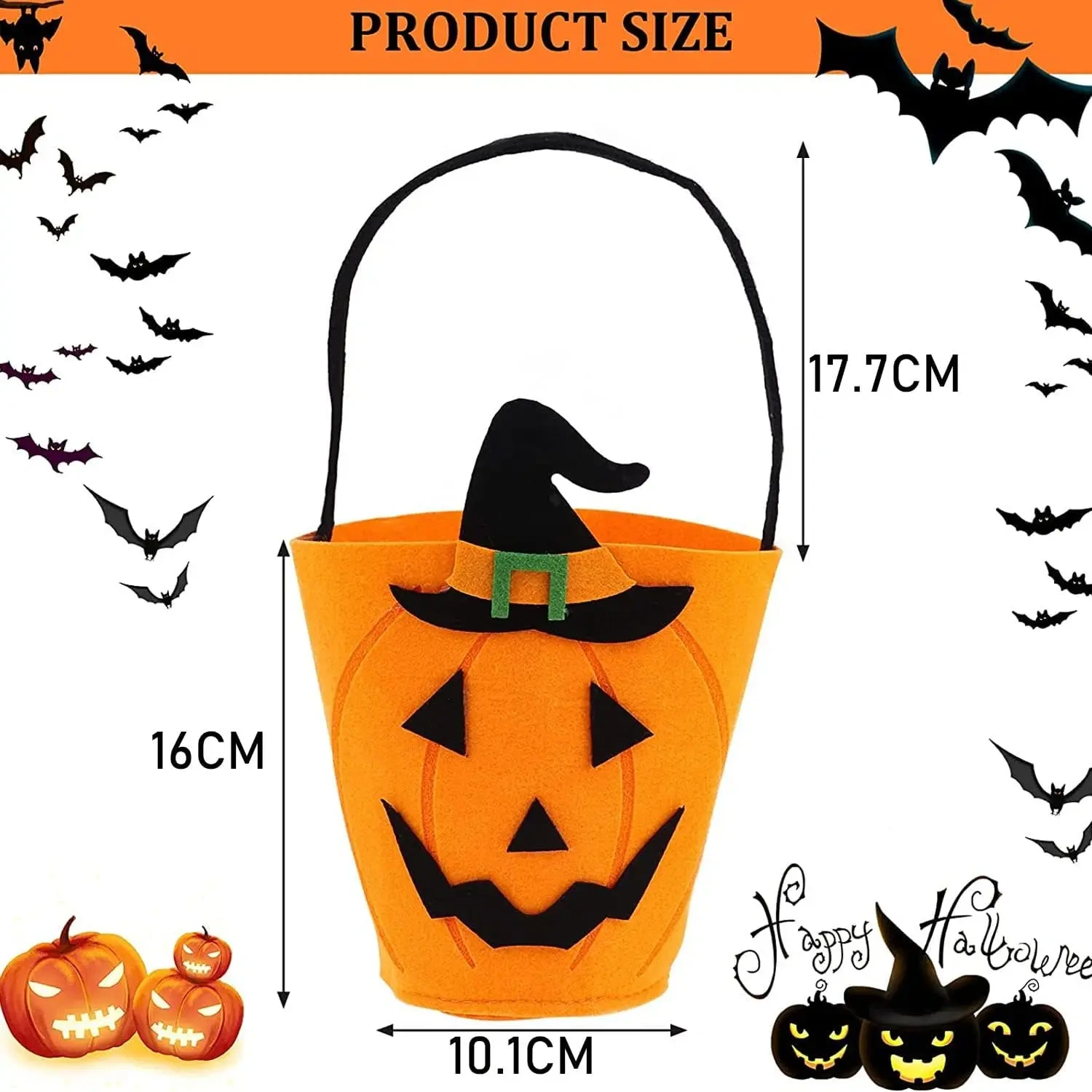 Custom Kids 2024 Trick or Treat Felt Halloween Candy Bucket