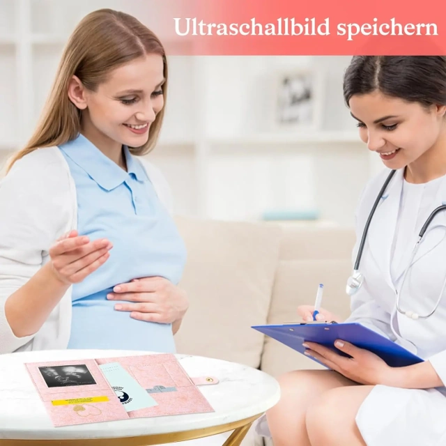 حقيبة Mutterpass ذات غطاء من اللباد المطرز باللون الذهبي والمخصصة مع زر كبس