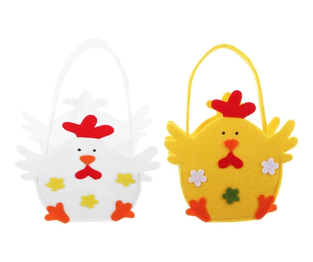 Paniers de Pâques en feutre de petit poulet écologique avec logo personnalisé mignon en gros, sac cadeau de bonbons pour les fêtes de festival des enfants