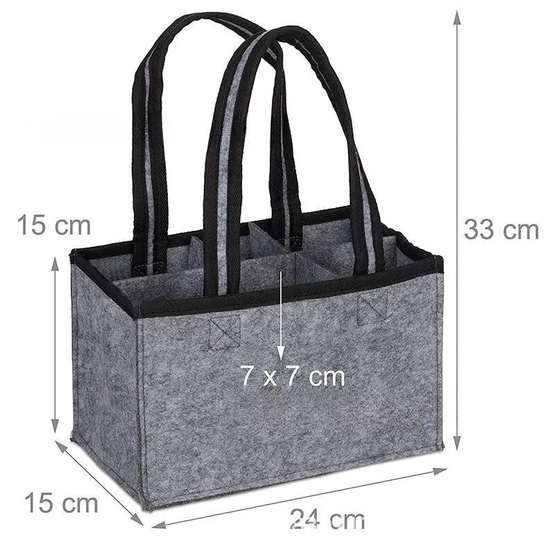 trending guangzhou handmade portable travel grocery custom high quality 6 pack wine beer bottle carrier, felt tote bags