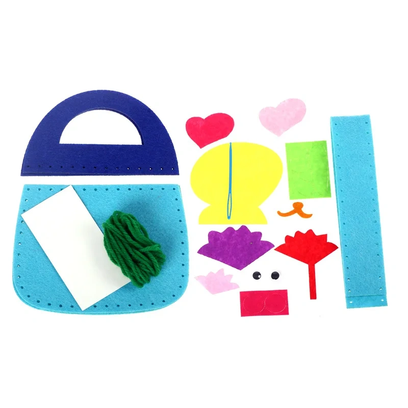 Custom Cute New Kids DIY Craft Toy Flower Bag Felt Sewing Kit