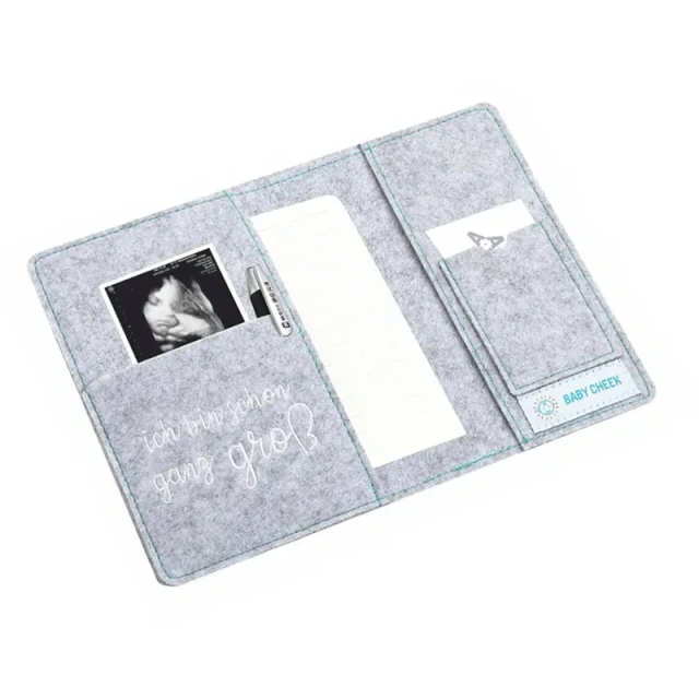 Custom Elephant Grey Felt Maternity Log Mutterpass Cover Bag with String