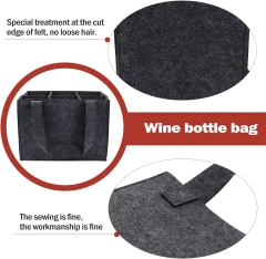 Meilleur vendeur prix de gros sac de transport de vin non tissé logo personnalisé grande capacité portable mode vin bière sacs en feutre pour bouteilles