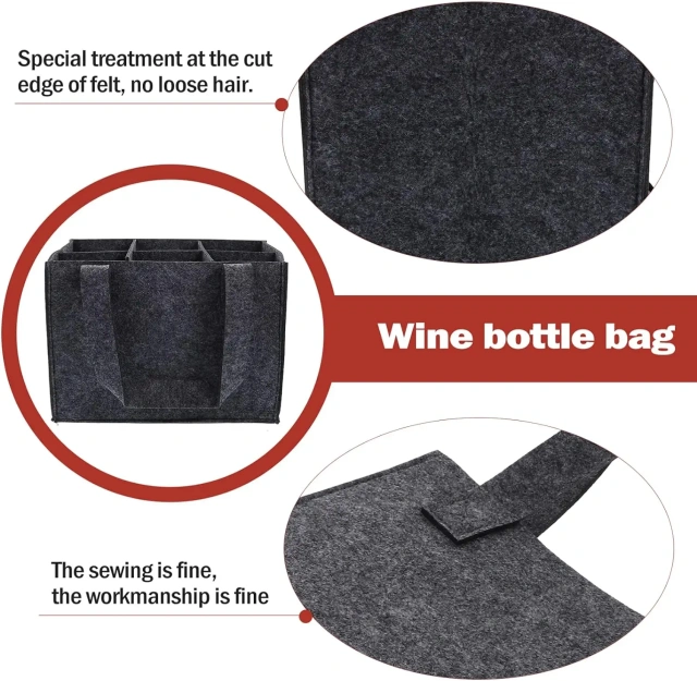 Meilleur vendeur prix de gros sac de transport de vin non tissé logo personnalisé grande capacité portable mode vin bière sacs en feutre pour bouteilles