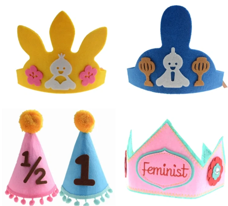Custom Cheap Reusable Cute Gift Felt Crown Baby Birthday Hat