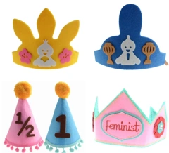 Chapeau d'anniversaire pour bébé en feutre personnalisé, bon marché, réutilisable, mignon, couronne