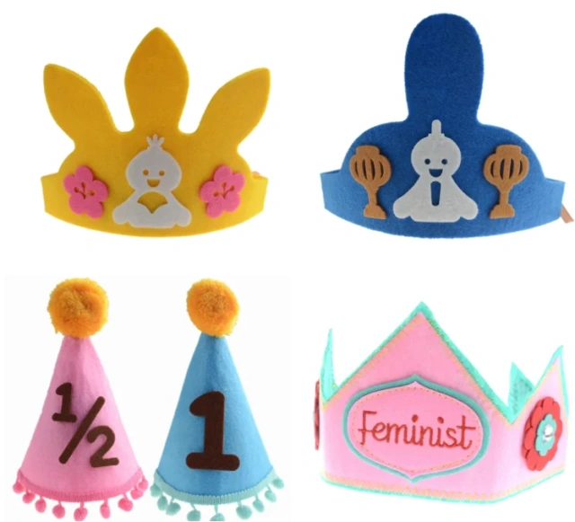 Chapeau d'anniversaire pour bébé en feutre personnalisé, bon marché, réutilisable, mignon, couronne