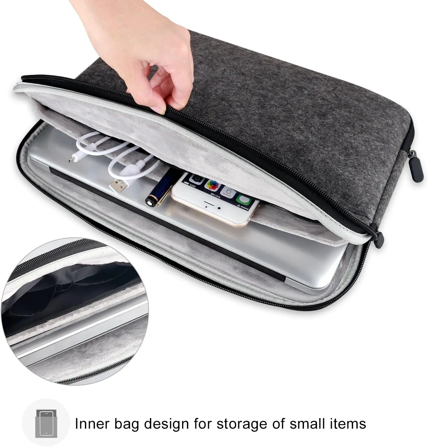 2024 new product custom flat wool felt sleeve case bag portable carry on laptop compartment cover notebook holder