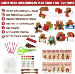 Kit de costura de fieltro para manualidades para niños S12 Hombre de jengibre navideño
