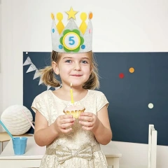 Chapéu de coroa de decoração de lembrança de aniversário infantil de feltro reutilizável