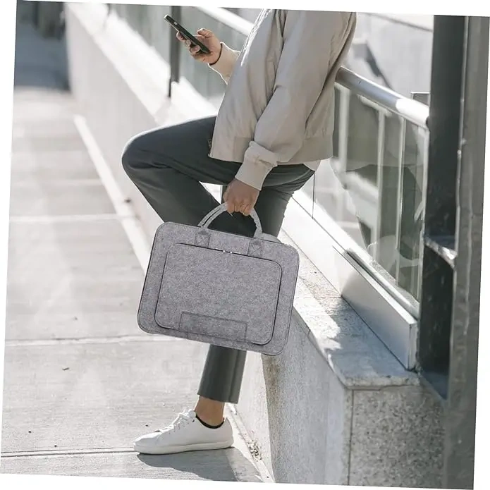 2024 product new edition charcoal gray business felt notebook case carrying package pouch laptop bag with handle