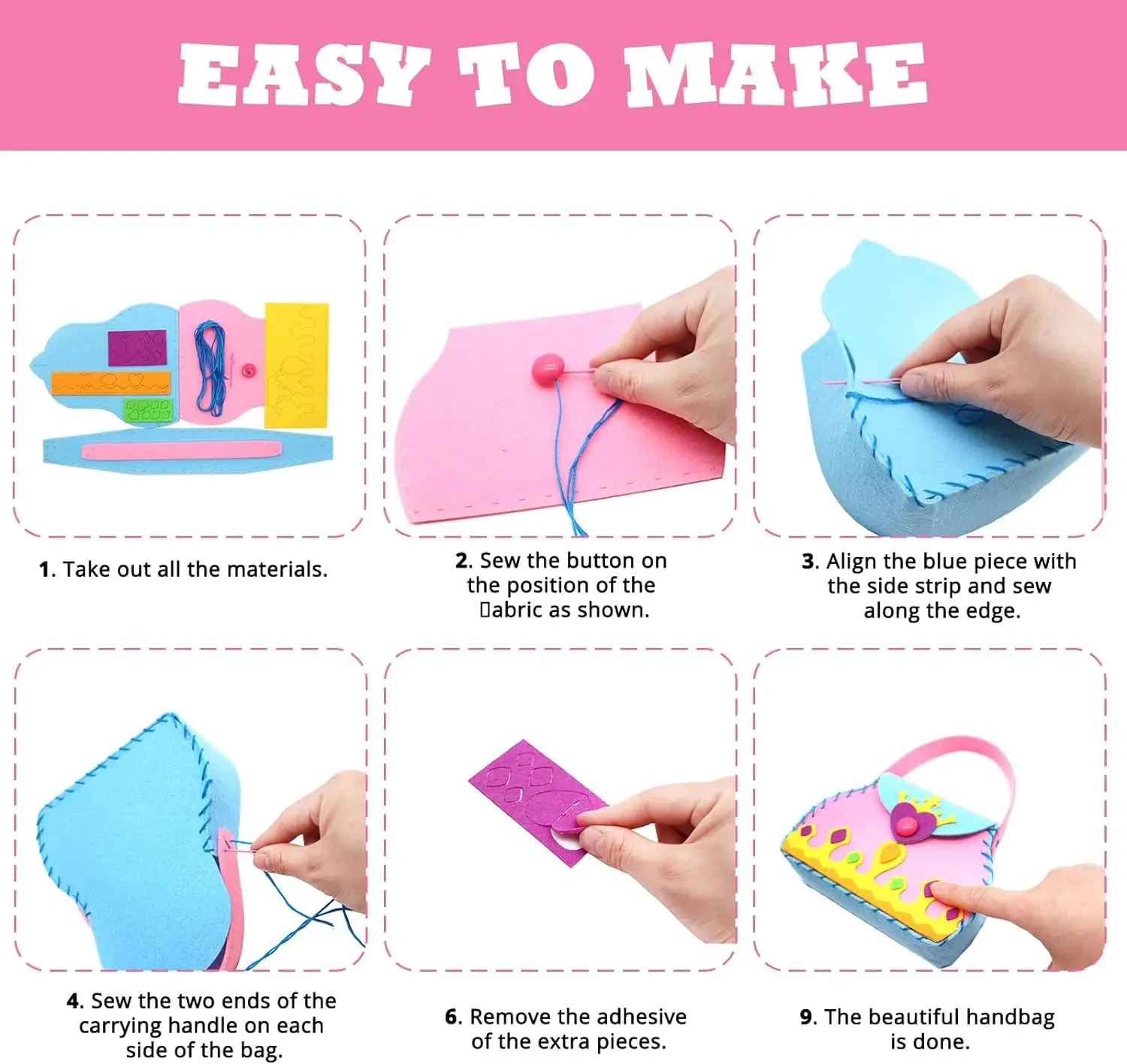 Kids Fun Education Toy Craft DIY Decorate Bag Felt Sew Kit