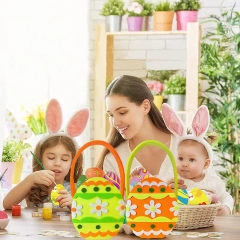 Vente en gros de décorations de poussins de Pâques en feutre à sublimation, paniers de chasse aux œufs de Pâques pour décorations de fête pour enfants, sacs de bonbons, seaux de friandises