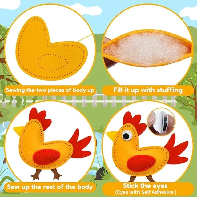 مجموعة أدوات الخياطة اليدوية للأطفال من اللباد S12 - حيوانات المزرعة