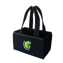 Manufacturer embroidery foldable wine bottle bag 6 pack bottle carrier glass bottle delivery bag
