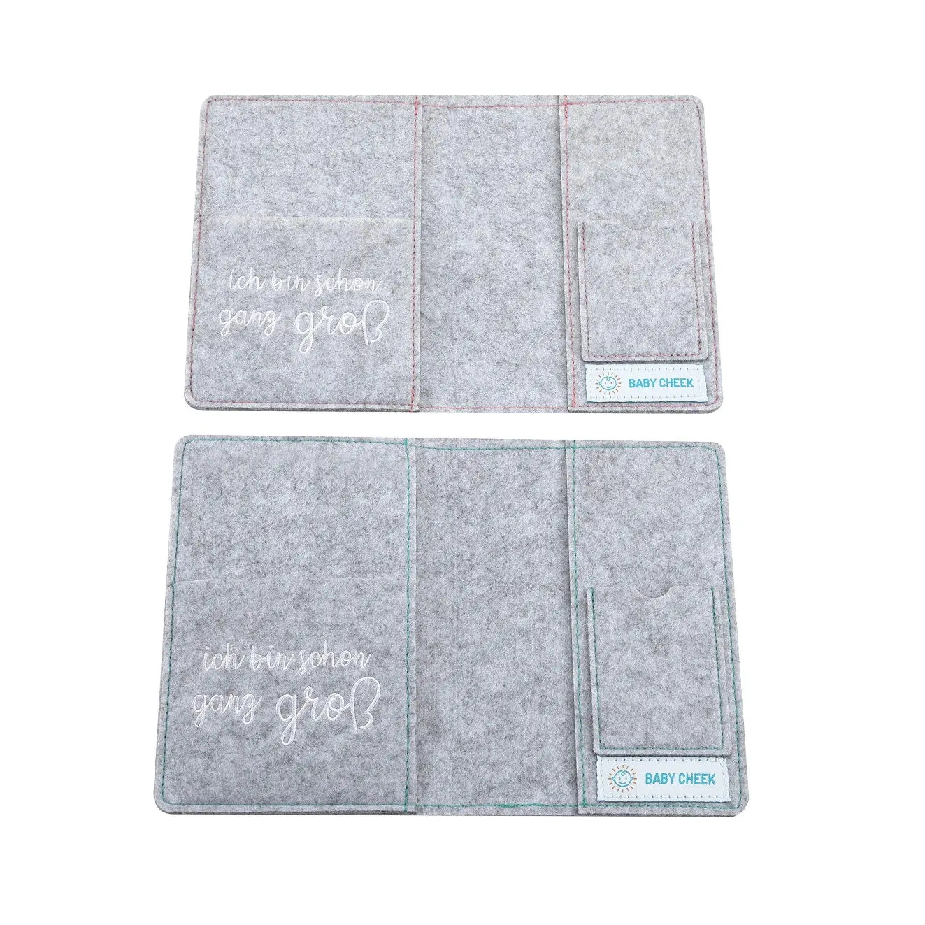 Custom Elephant Grey Felt Maternity Log Mutterpass Cover Bag with String