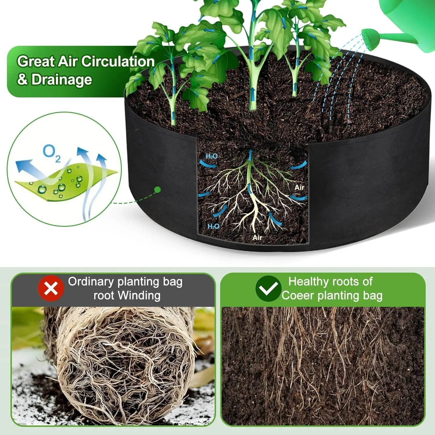 cheap bulk buy new custom large heavy duty fabric round raised  planting flower vegetable potato garden planter pots grow bag