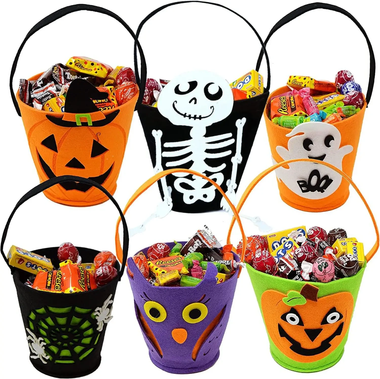 Custom Kids 2024 Trick or Treat Felt Halloween Candy Bucket