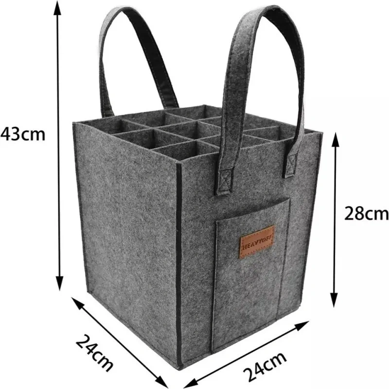 9 Bottles Wine Carrier Tote Reusable Grocery Bags for Travel Camping and Picnic Perfect Wine Lover Gift Felt Wine Bottle Bag
