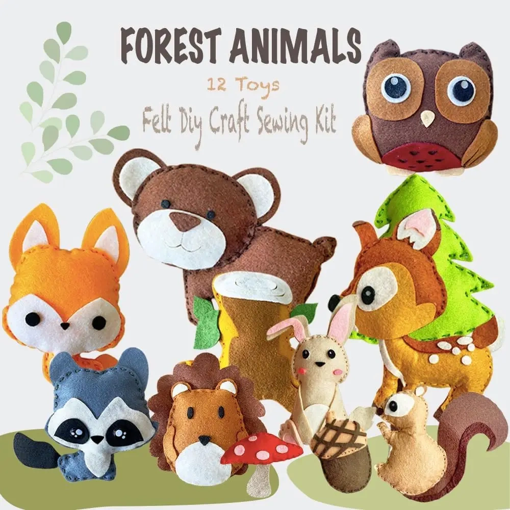 Kids Fun Learn DIY Craft Toy Forest Animals Felt Sewing Kit