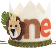 Sombrero de corona de fieltro de tela personalizado para el primer cumpleaños de bebés y niños