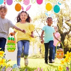 Vente en gros de décorations de poussins de Pâques en feutre à sublimation, paniers de chasse aux œufs de Pâques pour décorations de fête pour enfants, sacs de bonbons, seaux de friandises