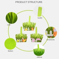 عينة مجانية بالجملة جديدة مخصصة للتسامي المخصص لفرخ بقرة حلوى أرنب بيض صيد كيس هدايا من اللباد سلال عيد الفصح للأطفال