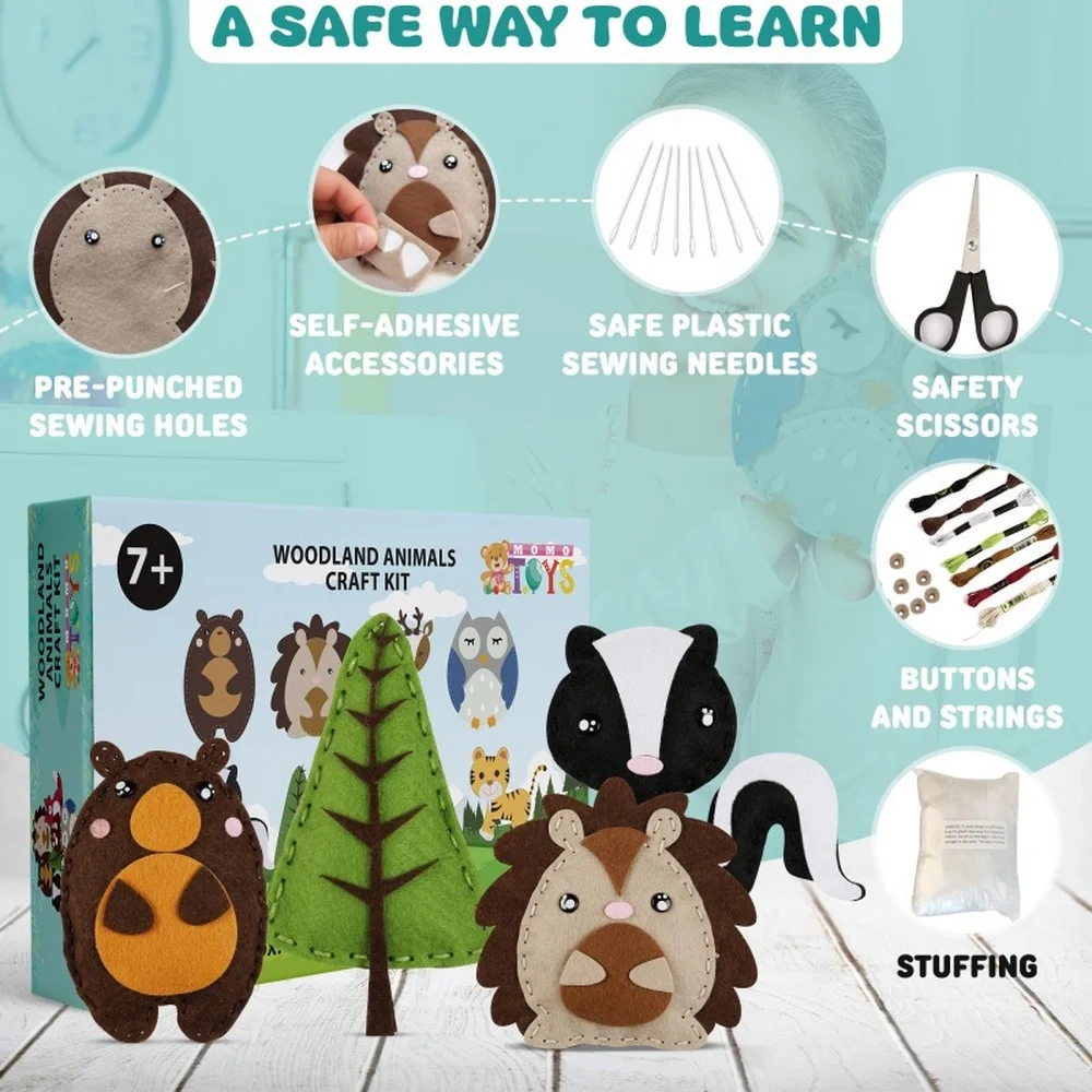 Custom Kids DIY Craft Toy Felt Sewing Kit S9 Forest Animals
