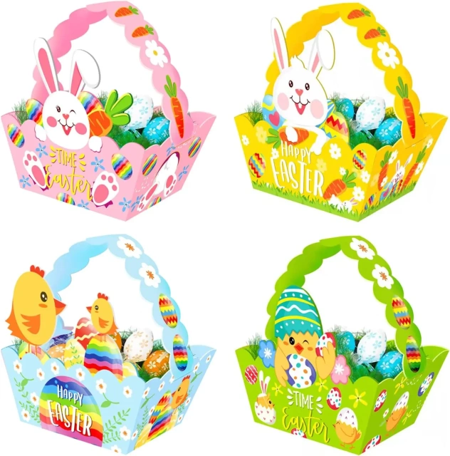 CPC échantillon gratuit en gros nouveau personnalisé sublimation poussin vache bonbons lapin feutre cadeau sac paniers de Pâques pour enfants