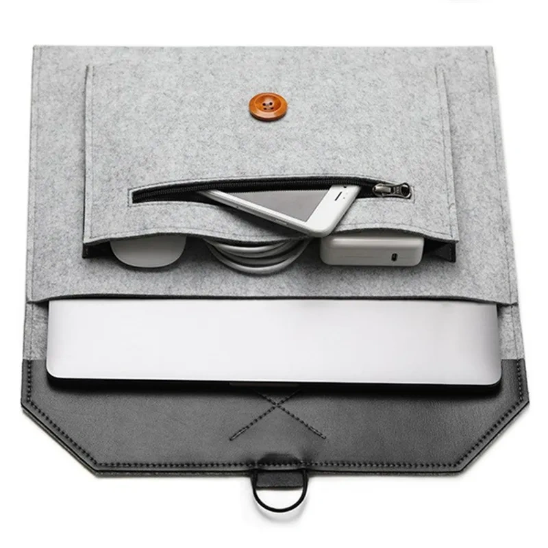 Customized Felt Protective Laptop Case Computer Bag Grey Multifunctional Office Computer Case Laptop Bag