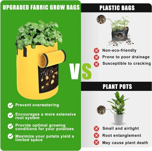 en stock pas cher diverses couleurs rabat poignée durable tissu non tissé épaissi plantes légumes pommes de terre sacs pots de culture robustes