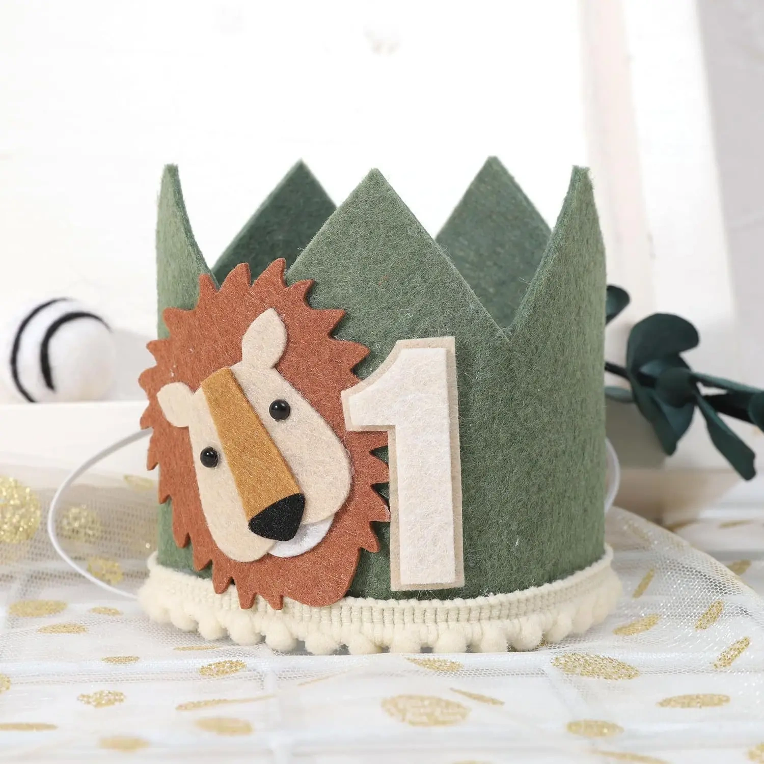 Custom Fabric Felt Baby Kids First Birthday Crown Hat Gift