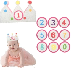 Regalo personalizado lindo para niños Sombrero de fieltro de tela para bebé Corona de cumpleaños