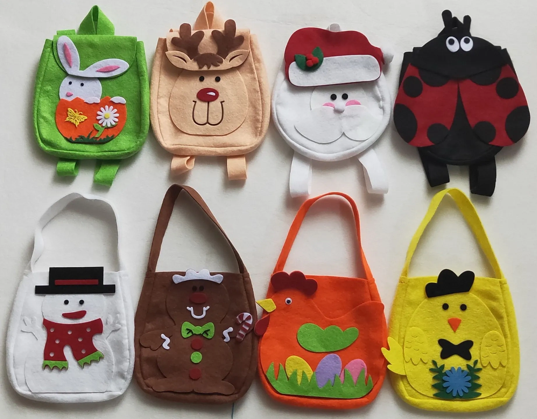 2024 Reusable Felt Bag with Handle for Easter Egg Candy Storage Spring Party Baby Shower Favors Decorations Felt Handbag