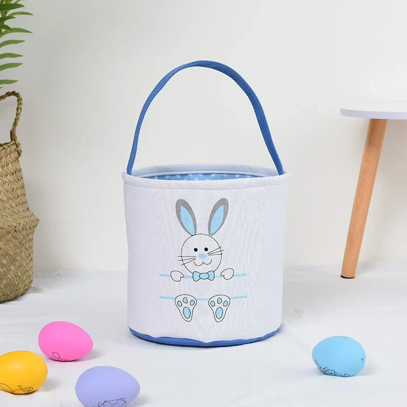 stocked low MOQ wholesale Easter 2024 decorations toy custom liner velvet cotton canvas Easter egg hunt bunny bag Easter baskets