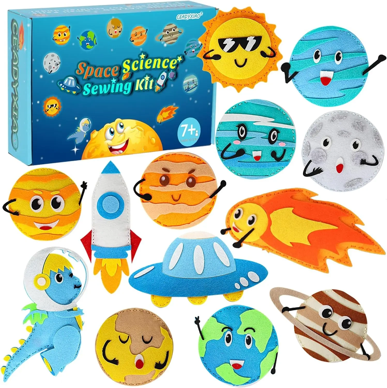 Kids Fun Craft Space Science Planet Rocket DIY Felt Sew Kit