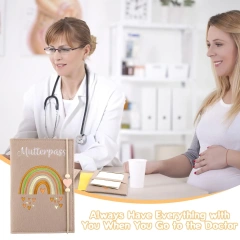 porta-documentos personalizado feito à mão, de feltro bege, protetor, porta-documentos, maternidade, capa para passaporte com chaveiros