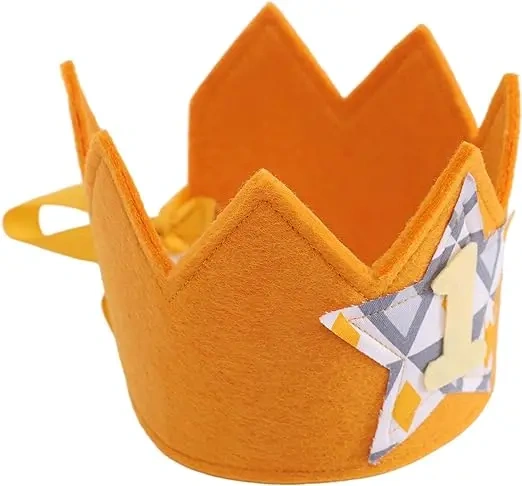 Custom Baby Gift Yellow Felt Kids Birthday Crown With Star