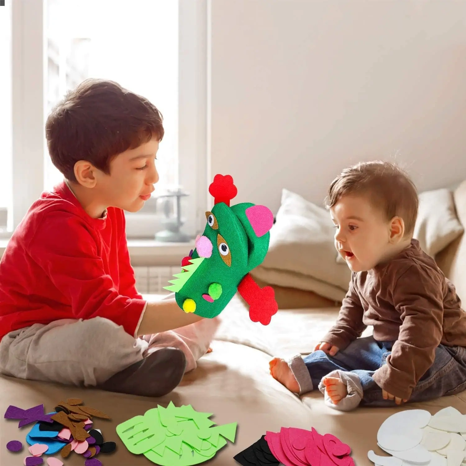 Kids Fun DIY Craft Toy Felt Hand Puppets Decorating Kit