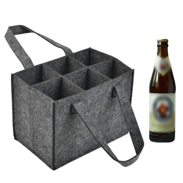 Meilleur vendeur prix de gros sac de transport de vin non tissé logo personnalisé grande capacité portable mode vin bière sacs en feutre pour bouteilles
