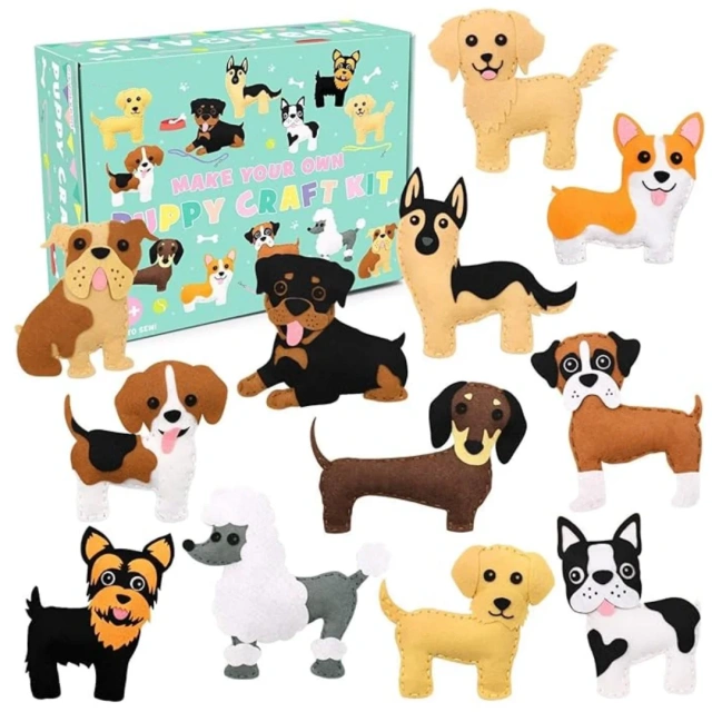 Kit de costura de feltro de brinquedo macio para crianças faça você mesmo personalizado S12 filhote de cachorro