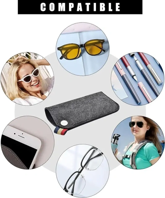 2024 hot design custom size felt soft slip pouch holder portable glasses eyeglasses storage case bags for women men