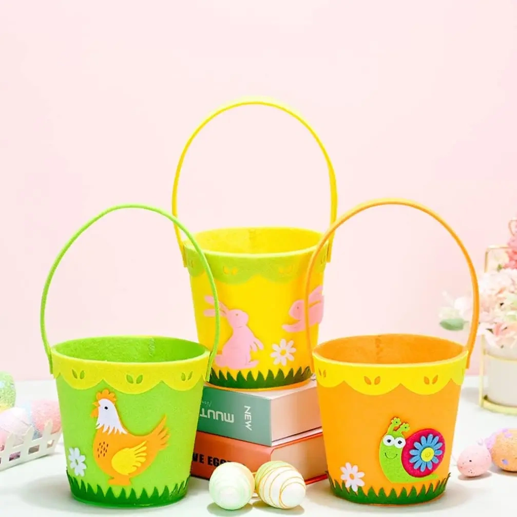 ce certification wholesale personalized new customize sublimation liner chick candy bunny felt gift bag Easter baskets for kids