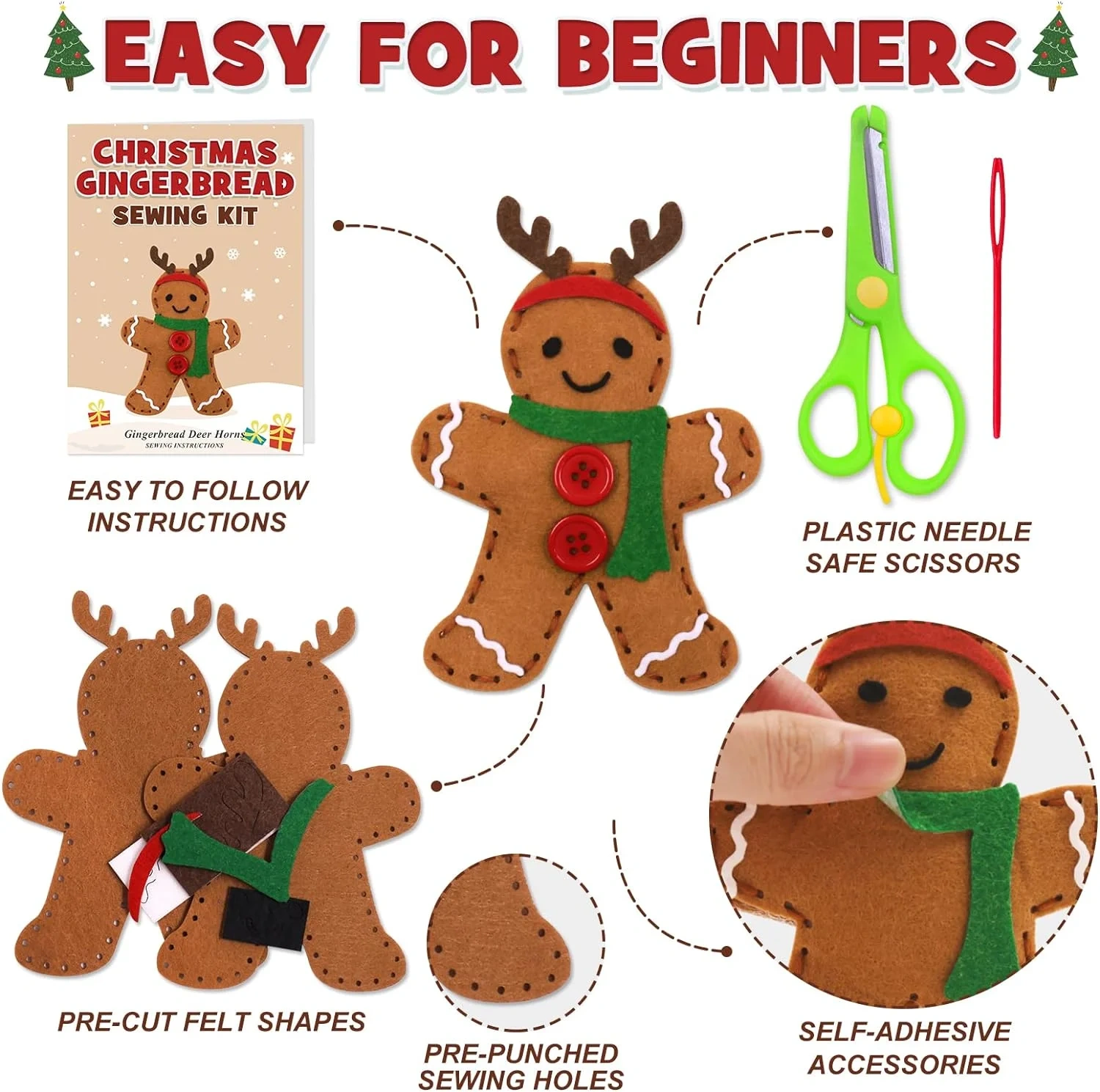 Kid Craft DIY Felt Sewing Kit S12 Christmas Gingerbread Man