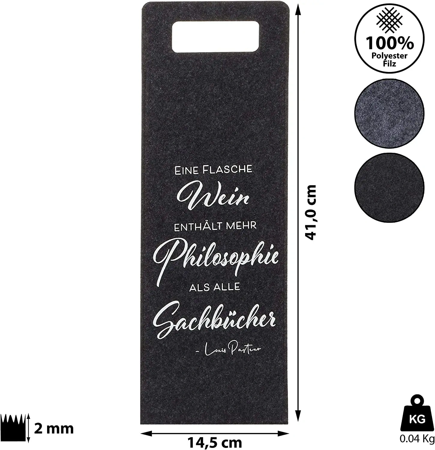 2024 travel portable ecofriendly reusable long black gray custom non woven felt carrier wine bottle bag