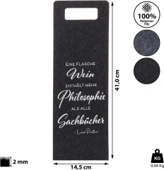 Túi đựng chai rượu bằng vải nỉ không dệt màu đen xám dài thân thiện với môi trường du lịch năm 2024