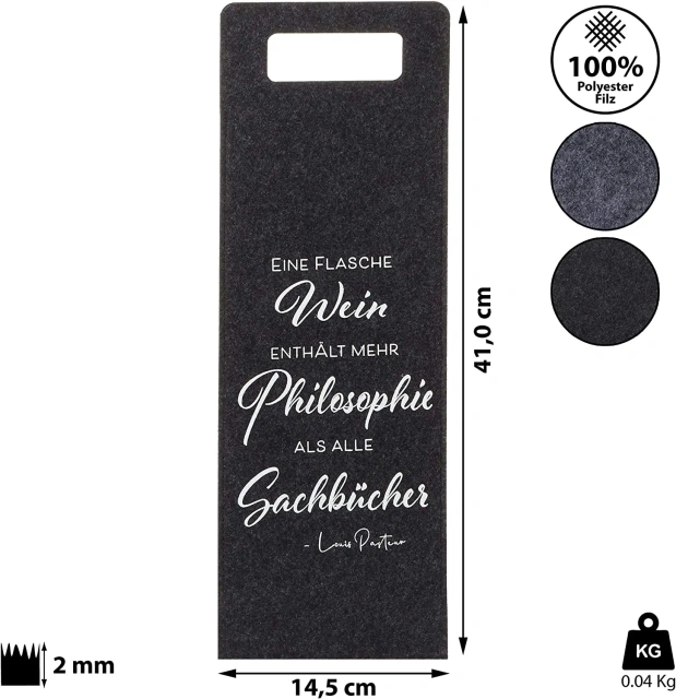 Túi đựng chai rượu bằng vải nỉ không dệt màu đen xám dài thân thiện với môi trường du lịch năm 2024