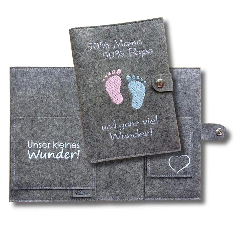 Custom Embroider Logo Footprint Felt Mutterpass Cover Bag